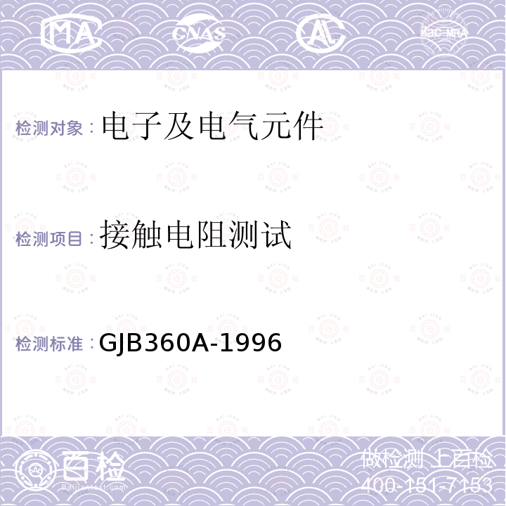 接触电阻测试 电子及电气元件试验方法