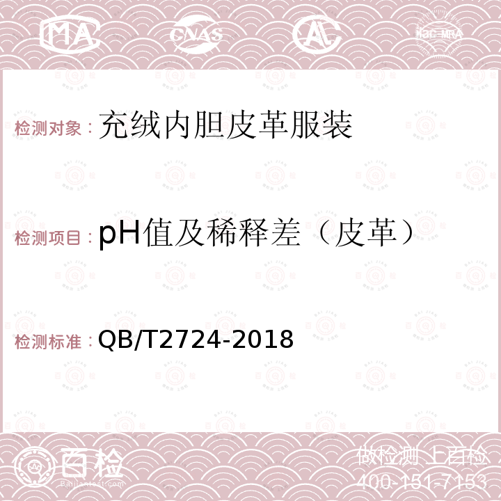 pH值及稀释差（皮革） QB/T 2724-2018 皮革 化学试验 pH的测定