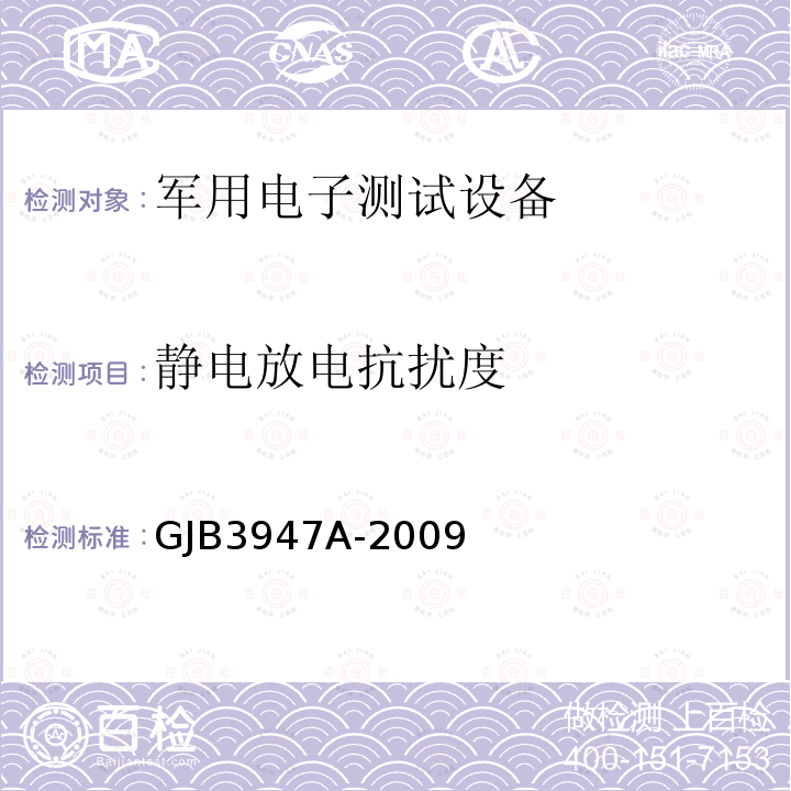 静电放电
抗扰度 军用电子测试设备通用规范