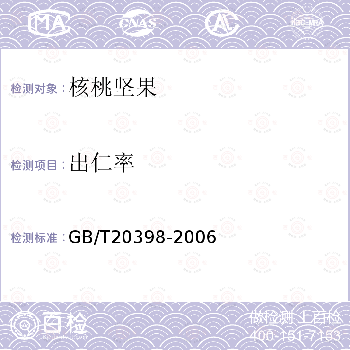 出仁率 核桃堅果質量等級