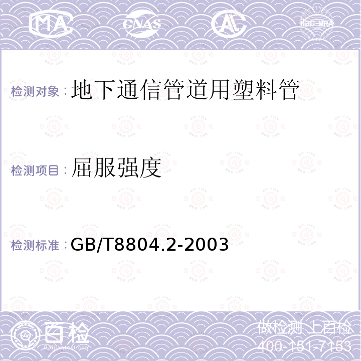 屈服强度 热塑性塑料管材 拉伸性能测定 第2部分 硬聚氯乙烯(PVC-U)、氯化聚氯乙烯(PVC-C)和高抗冲聚氯乙烯(PVC-HI)管材