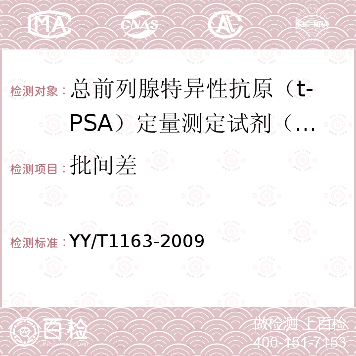 批间差 总前列腺特异性抗原（t-PSA）定量测定试剂（盒）（化学发光免疫分析法）