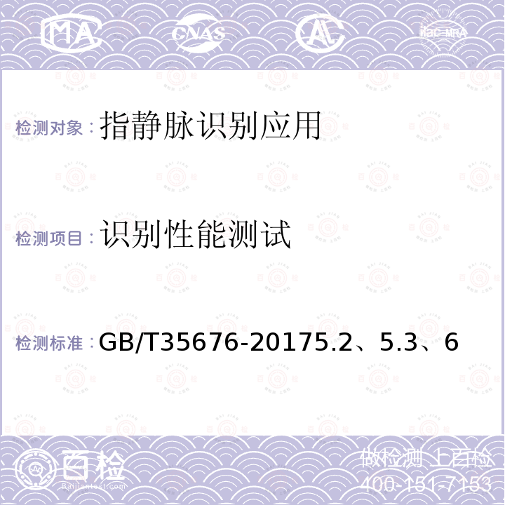 识别性能测试 公共安全 指静脉识别应用 算法识别性能评测方法