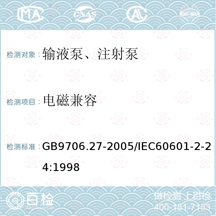 电磁兼容 医用电气设备 第2-24部分：输液泵和输液控制器安全专用要求