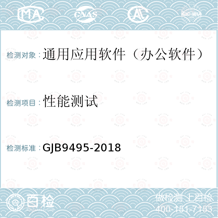 性能测试 GJB9495-2018 军用办公软件测评要求