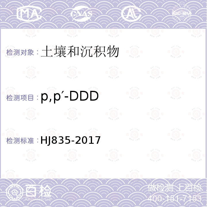 p,p′-DDD 土壤和沉积物 有机氯农药的测定 气相色谱-质谱法