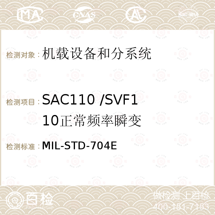 SAC110 /SVF110
正常频率瞬变 MIL-STD-704E 飞机供电特性