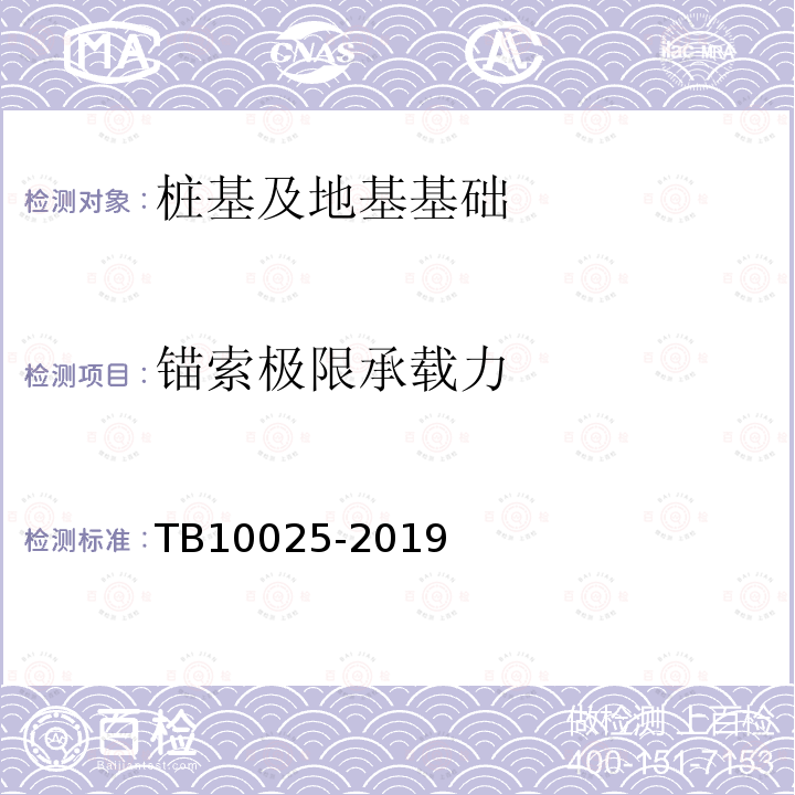 锚索极限承载力 TB 10025-2019 铁路路基支挡结构设计规范(附条文说明)