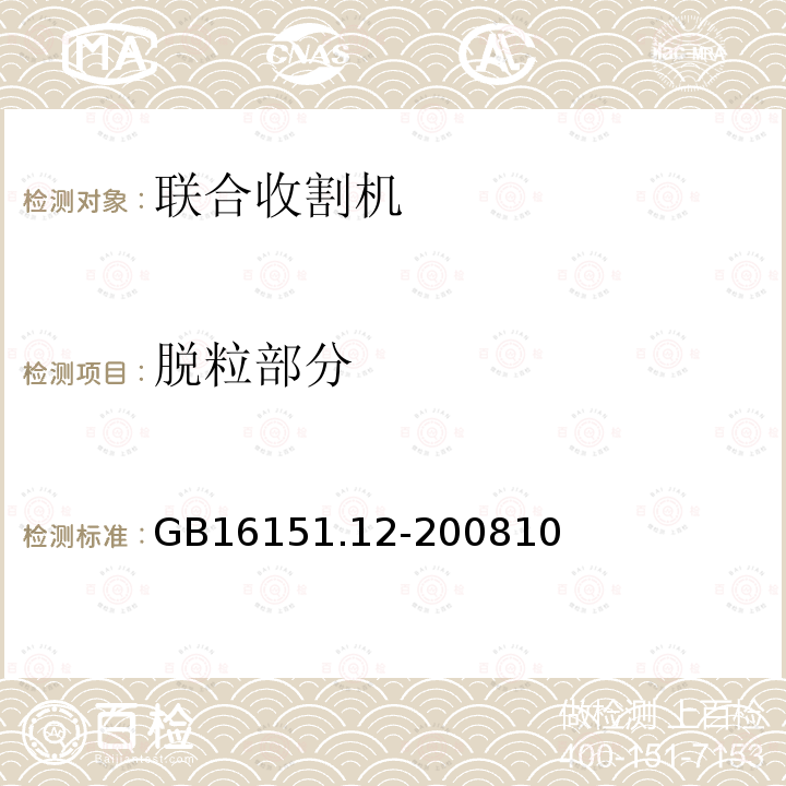 脱粒部分 GB 16151.12-1996 农业机械运行安全技术条件 谷物联合收割机