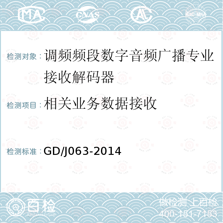 相关业务数据接收 调频频段数字音频广播专业接收解码器技术要求和测量方法