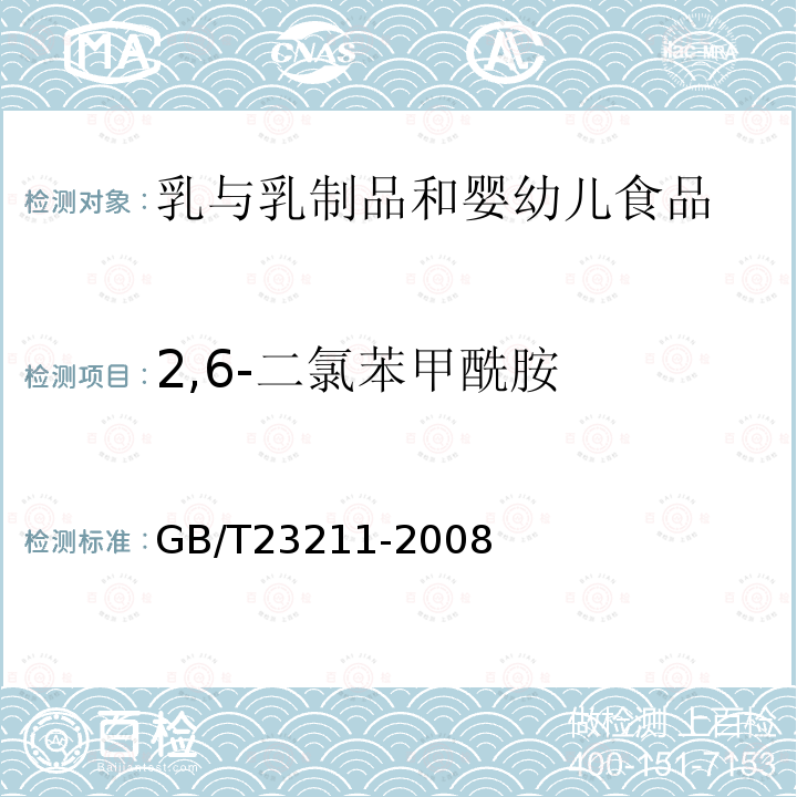 2,6-二氯苯甲酰胺 牛奶和奶粉中493種農藥及相關化學品殘留量的測定 液相色譜-串聯質譜法