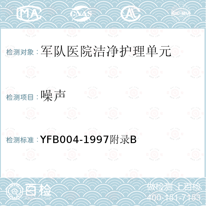 噪声 YFB004-1997附录B 军队医院洁净护理单元建筑技术标准