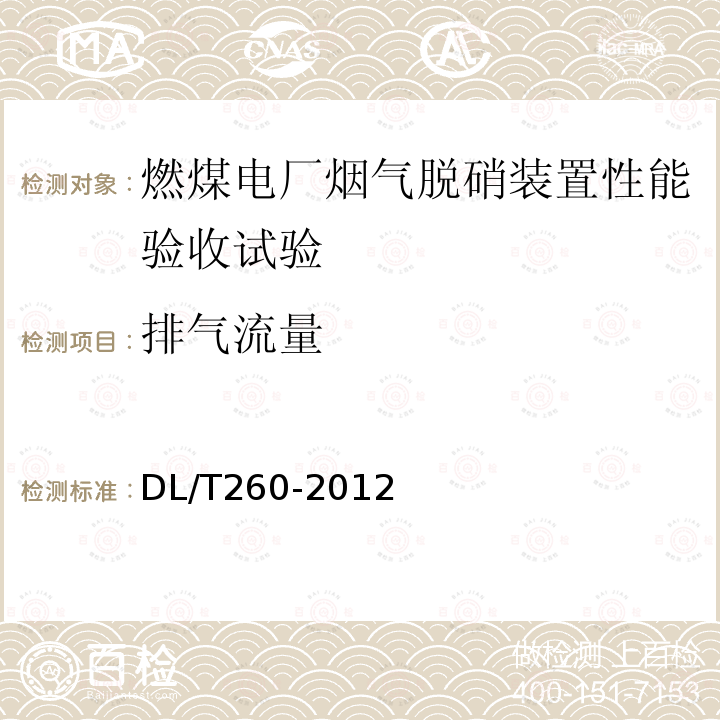 排气流量 燃煤电厂烟气脱硝装置性能验收试验规范 （6.1.1.1、附录A）