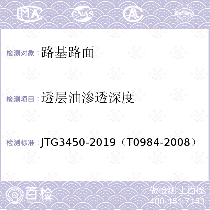 透层油渗透深度 公路路基路面现场测试规程 透层油渗透深度测试方法