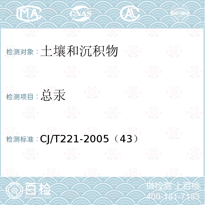 总汞 城市污泥 总汞的测定 常压消解后原子荧光法 城市污水处理厂污泥检验方法