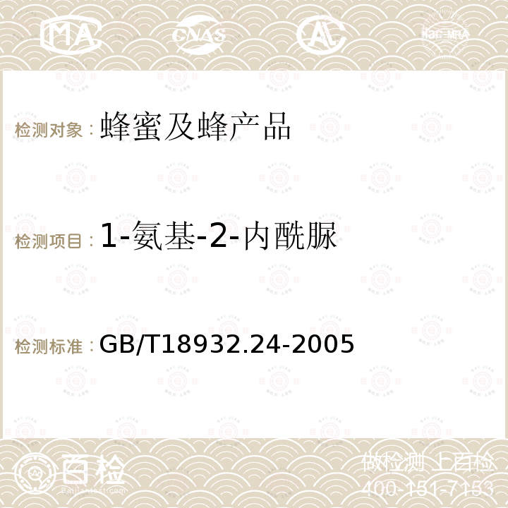 1-氨基-2-內(nèi)酰脲 蜂蜜中呋喃它酮、呋喃西林、呋喃妥因和呋喃唑酮代謝物殘留量的測定方法 液相色譜-串聯(lián)質(zhì)譜法