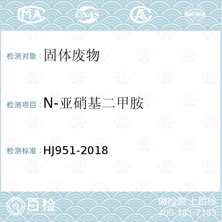 N-亚硝基二甲胺 固体废物 半挥发性有机物的测定 气相色谱-质谱法