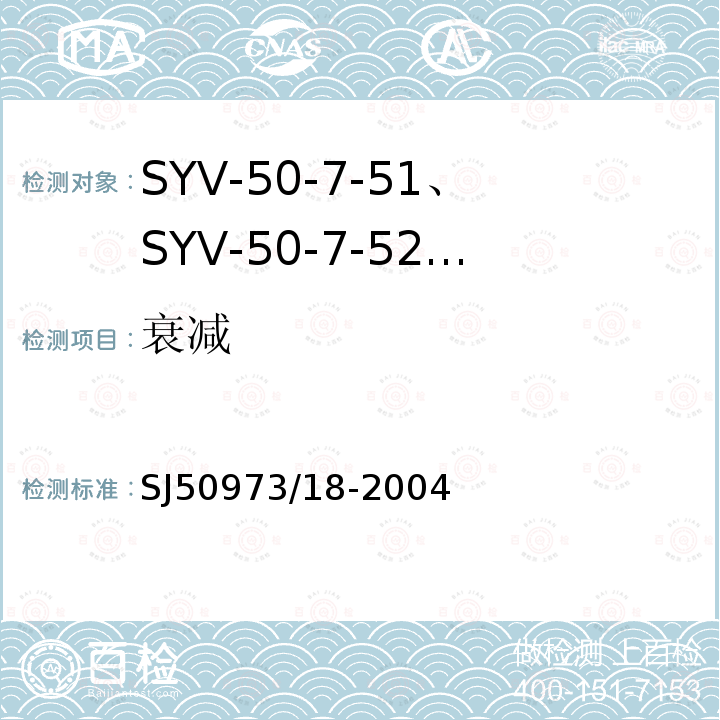 衰减 SYV-50-7-51、SYV-50-7-52、SYYZ-50-7-51、SYYZ-50-7-52型实心聚乙烯绝缘柔软射频电缆详细规范