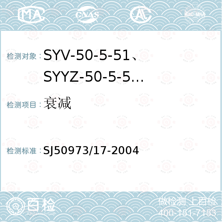 衰减 SYV-50-5-51、SYYZ-50-5-51型实心聚乙烯绝缘柔软射频电缆详细规范