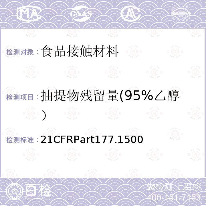 抽提物残留量(95%乙醇） 尼龙 美国FDA法规