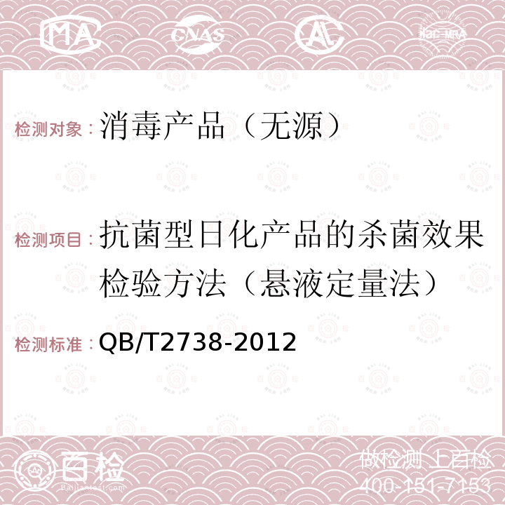 抗菌型日化产品的杀菌效果检验方法（悬液定量法） 日化产品抗菌抑菌效果的评价方法