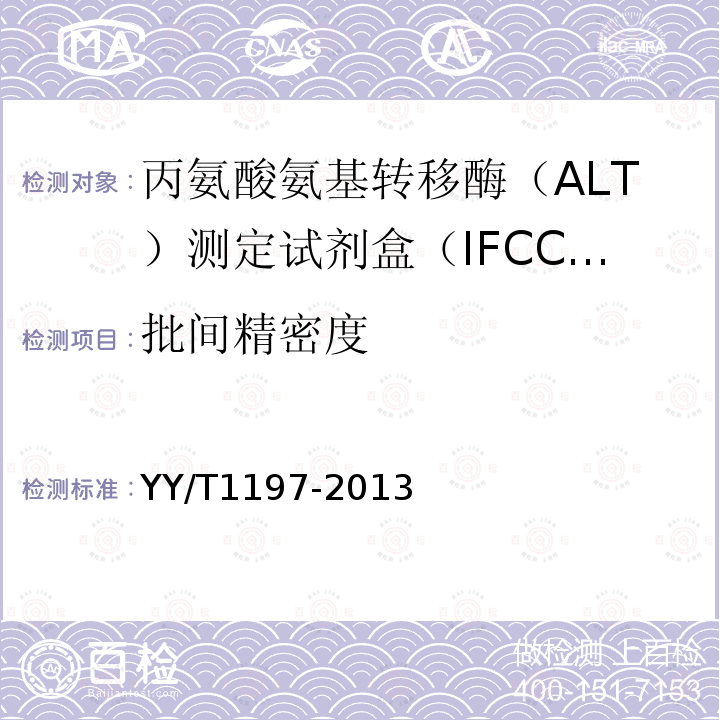 批间精密度 丙氨酸氨基转移酶（ALT）测定试剂盒（IFCC法）