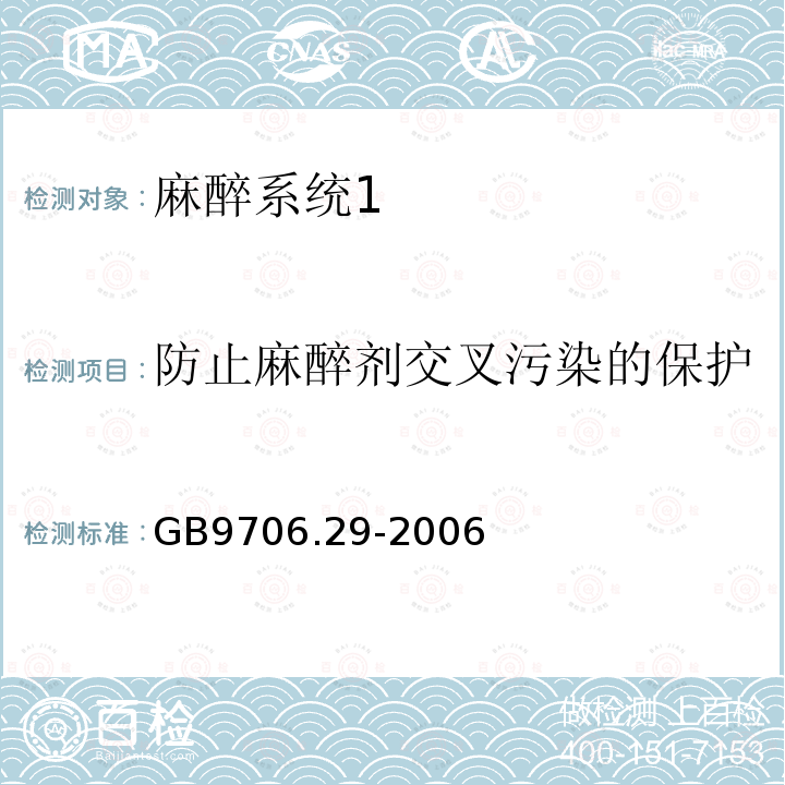 防止麻醉剂交叉污染的保护 医用电气设备第二部分： 麻醉系统的安全和基本性能专用要求