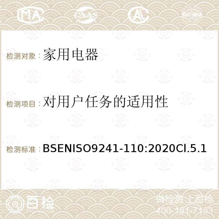 对用户任务的适用性 BSENISO9241-110:2020Cl.5.1 人机交互的人体工程学 第110部分: 互动原理
