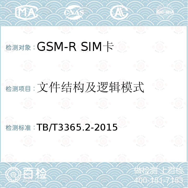 文件结构及逻辑模式 GSM-R数字移动通信系统SIM卡 第2部分:试验方法