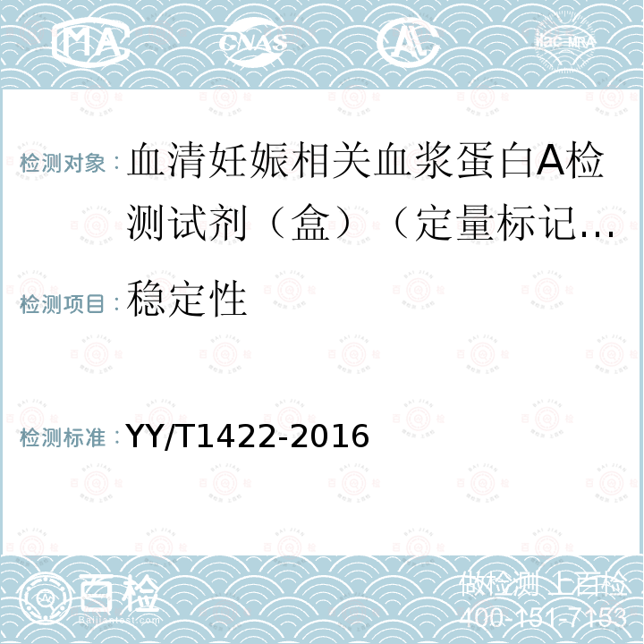 稳定性 血清妊娠相关血浆蛋白A检测试剂（盒）（定量标记免疫分析法）