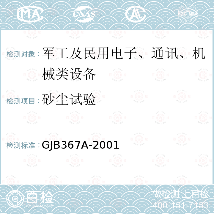 砂塵試驗 軍用通信設備通用規范