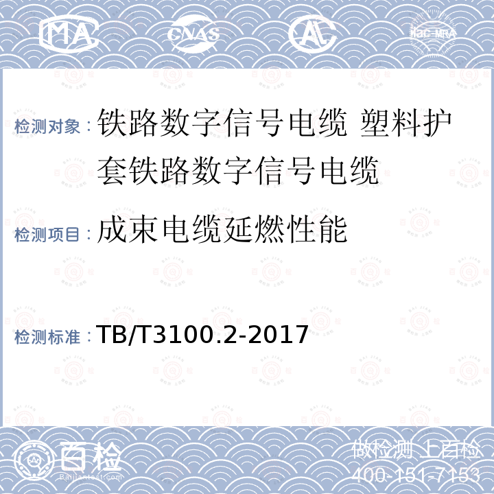 成束电缆延燃性能 铁路数字信号电缆 第2部分:塑料护套铁路数字信号电缆