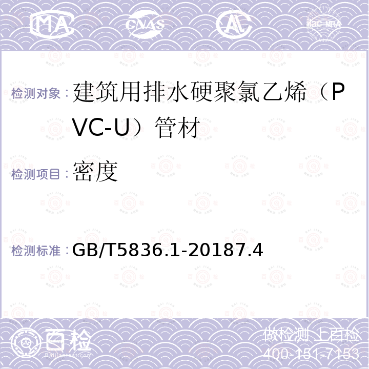 密度 建筑排水用硬聚氯乙烯(PVC-U)管材