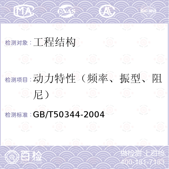 动力特性（频率、振型、阻尼） 建筑结构检测技术标准（附录E）