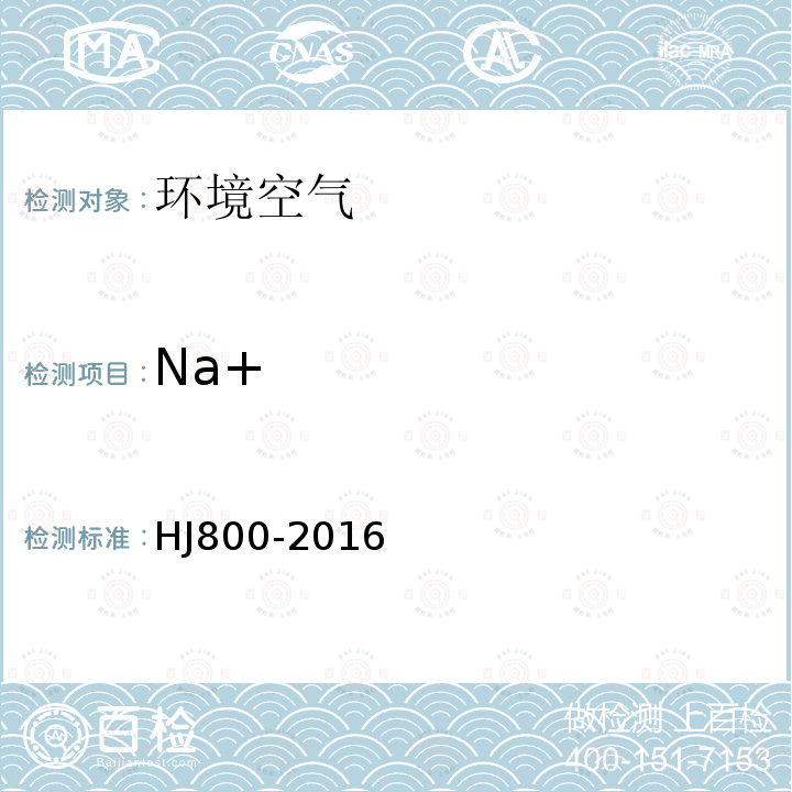 Na+ 环境空气 颗粒物中水溶性阳离子（Li+、Na+、NH4+、K+、Ca2+、Mg2+）的测定 离子色谱法