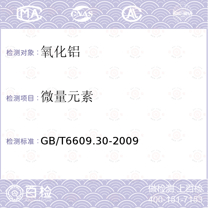 微量元素 GB/T 6609.30-2009 氧化铝化学分析方法和物理性能测定方法 第30部分:X射线荧光光谱法测定微量元素含量