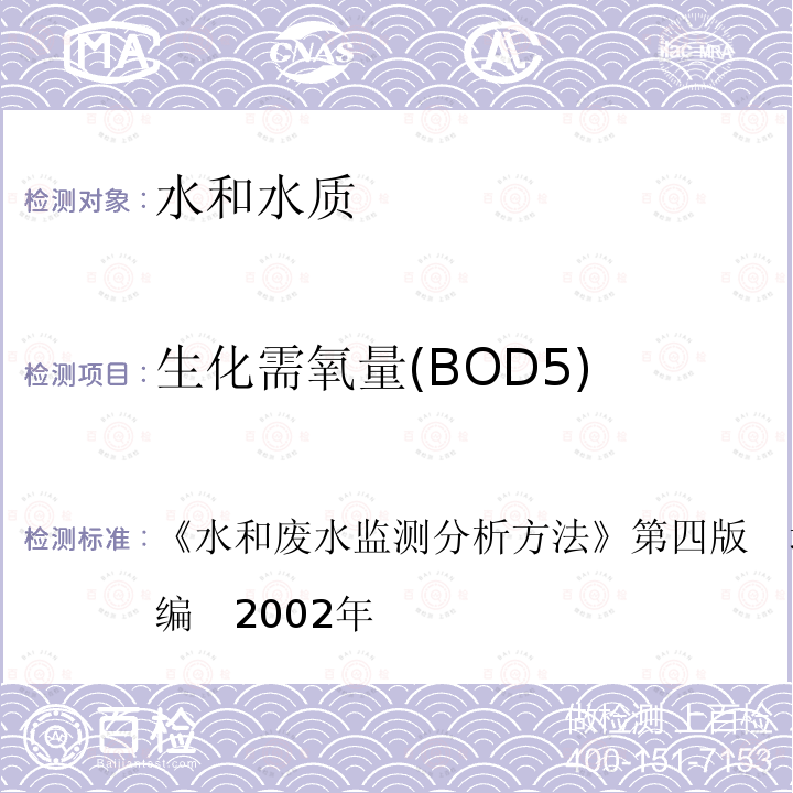 生化需氧量(BOD5) 生化需氧量的测定