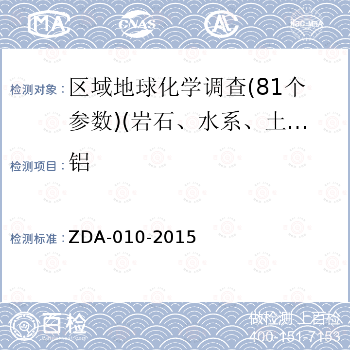 铝 区域地球化学分析方法　33种元素量测定　 电感耦合等离子体发射光谱法