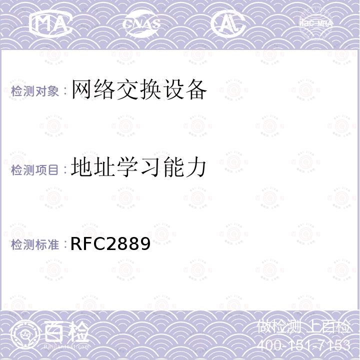 地址学习能力 局域网交换设备性能测试基准方法(互联网有关服务的执行规范)