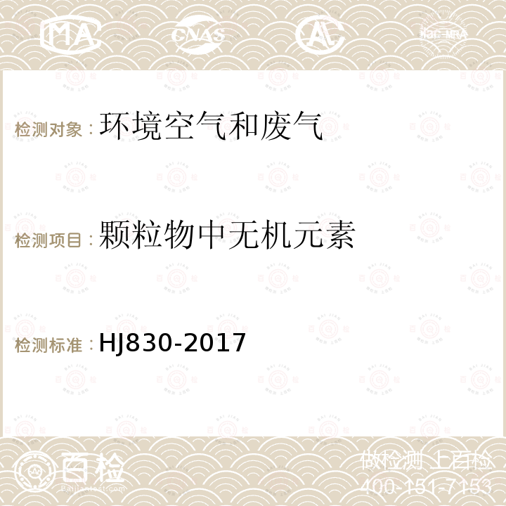 颗粒物中无机元素 环境空气 颗粒物中无机元素的测定 波长色散X射线荧光光谱法