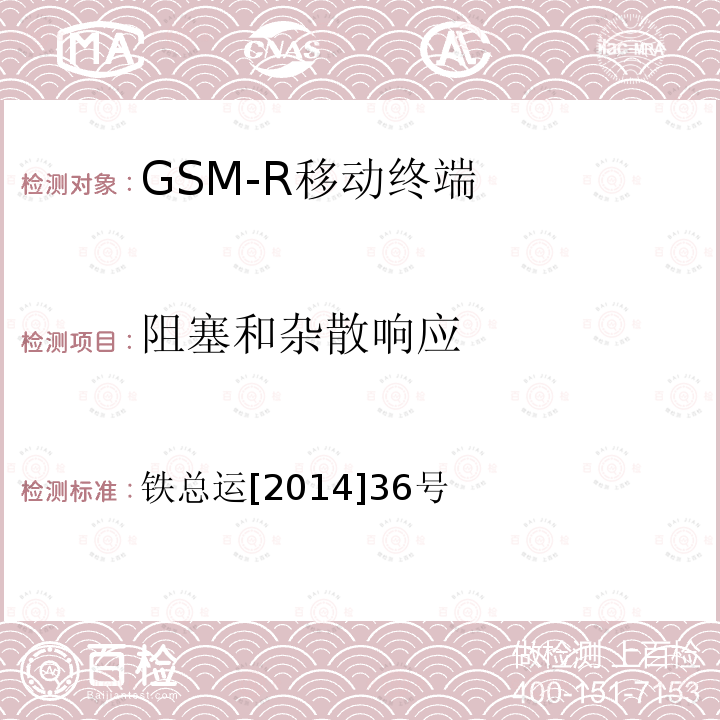 阻塞和杂散响应 铁路数字移动通信系统（GSM-R）车载通信模块技术规范