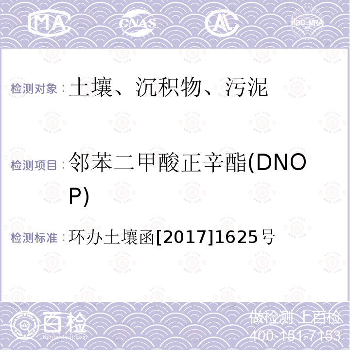 邻苯二甲酸正辛酯(DNOP) 全国土壤污染状况详查 土壤样品分析测试方法技术规定 （送审稿修改版） 第二部分 土壤样品有机污染物分析测试方法 第三节 邻苯二甲酸酯类