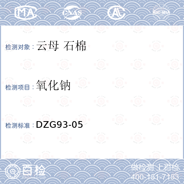 氧化鈉 非金屬礦分析規程（云母、石棉分析），火焰原子吸收/發射分光光度法測定氧化鉀量和氧化鈉量