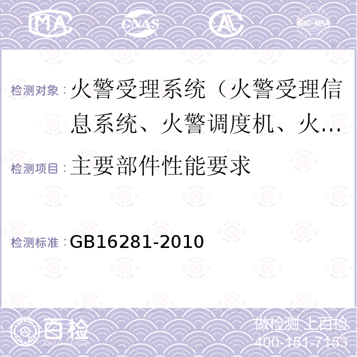 主要部件性能要求 火警受理系统