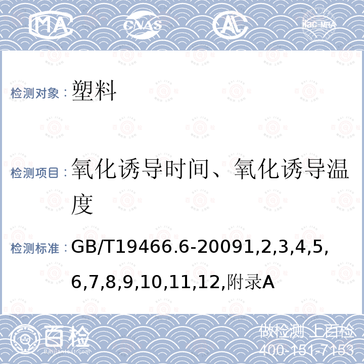 氧化诱导时间、氧化诱导温度 塑料 差示扫描量热法(DSC)第6部分：氧化诱导时间(等温OIT)和氧化诱导温度(动态OIT)的测定