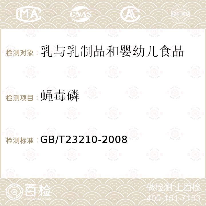 蠅毒磷 牛奶和奶粉中511種農(nóng)藥及相關(guān)化學(xué)品殘留量的測定氣相色譜-質(zhì)譜法