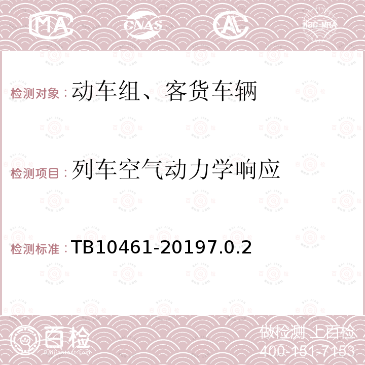 列车空气动力学响应 客货共线铁路工程动态验收技术规范