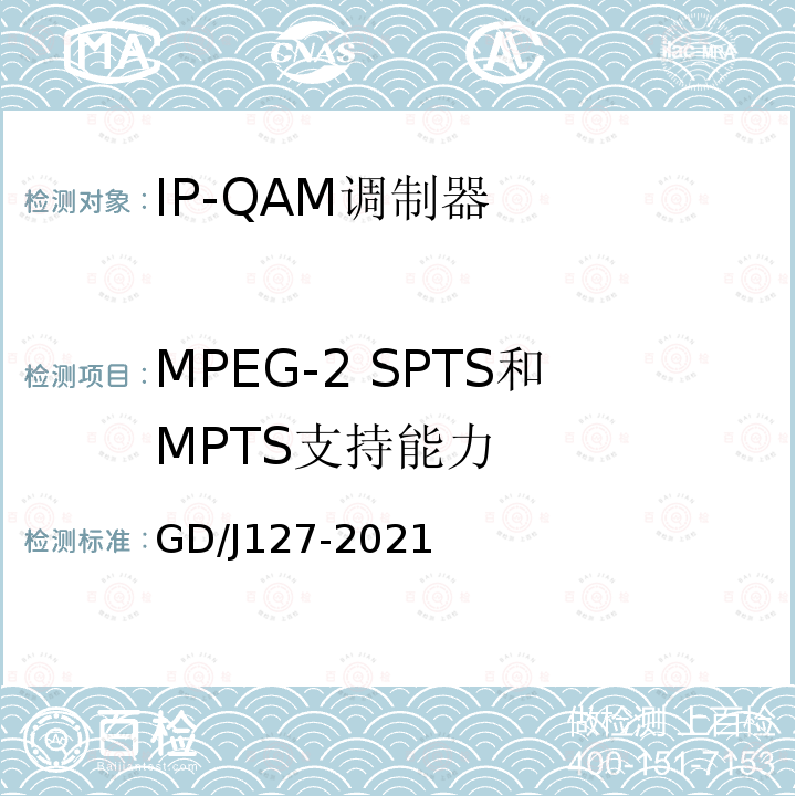 MPEG-2 SPTS和MPTS支持能力 IP-QAM调制器技术要求和测量方法