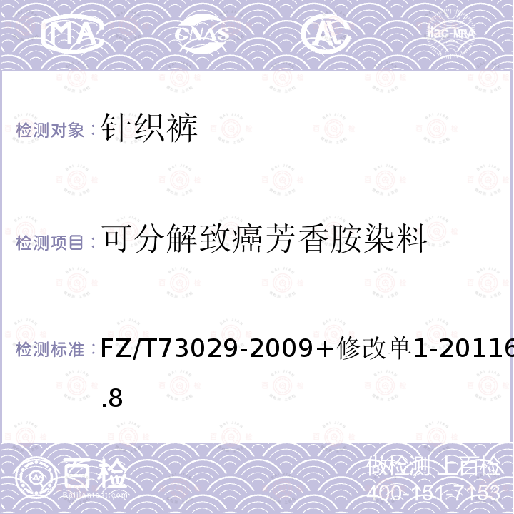 可分解致癌芳香胺染料 針織褲