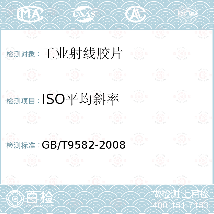 ISO平均斜率 摄影工业射线胶片ISO感光度，ISO平均斜率和ISO斜率G2 和G4的测定（用X和γ射线曝光）